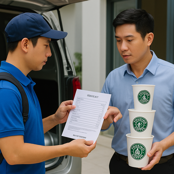 quy trình giao cốc giấy đúng số lượng tại MAYAFOODVN