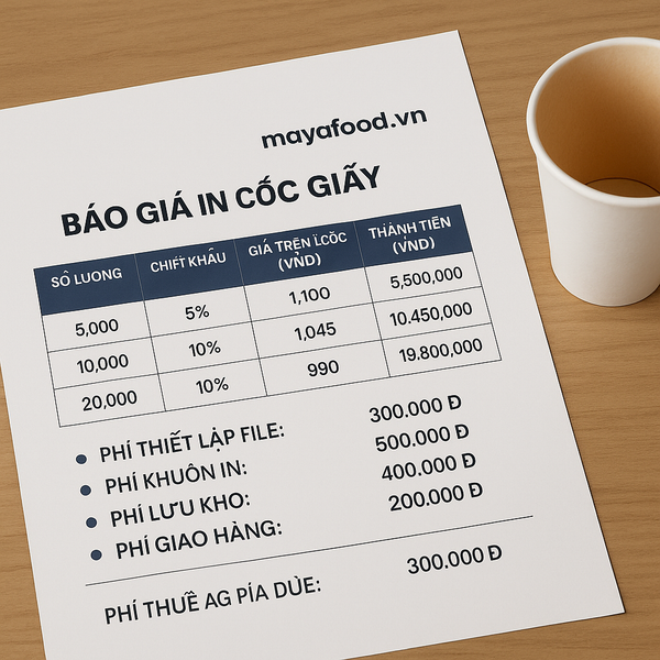 báo giá in cốc giấy Hà Nội với chi phí phát sinh