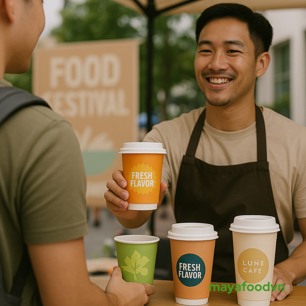 Ly giấy in số lượng ít phục vụ khách tại sự kiện ẩm thực ở TP.HCM