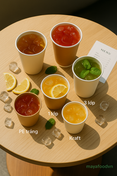 Ly giấy TP.HCM cho đồ uống lạnh trong dịch vụ giao hàng.