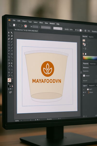 chuẩn bị file thiết kế in cốc giấy tại Hà Nội định dạng AI