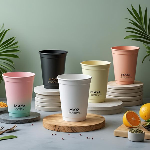 Khách hàng tự check-in và tag quán khi sử dụng cốc giấy in logo đẹp từ Mayafoodvn.