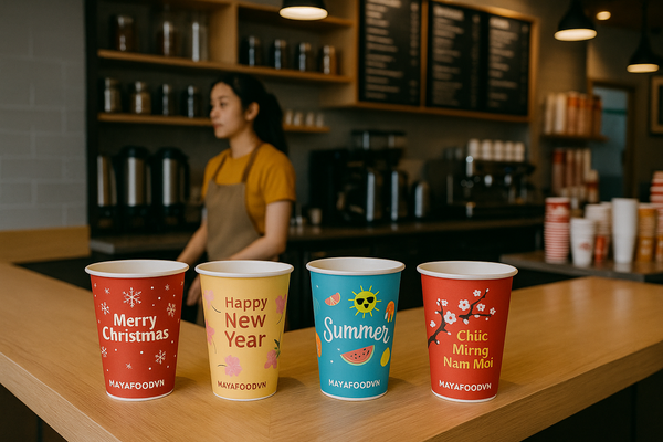 quán F&B tại Hà Nội sử dụng cốc giấy theo mùa để tăng nhận diện