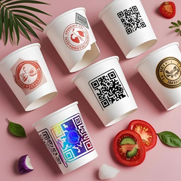 cốc giấy in hoa tại Hà Nội có tem chống giả thiết kế đồng bộ bởi MayaFoodVN