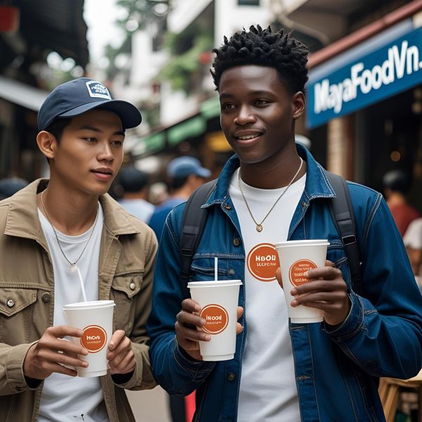 Khách hàng hài lòng khi sử dụng cốc giấy Hà Nội 2 lớp in logo thương hiệu