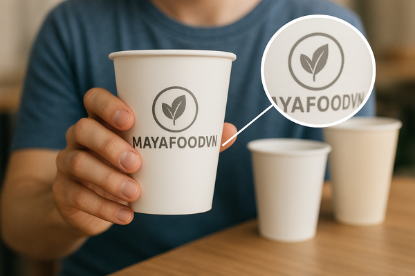 thiết kế cốc giấy miền Bắc 1 màu đen trắng đẹp mắt