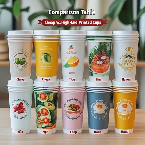 Cốc giấy in hoa văn pastel đẹp mắt giúp quán F&B thu hút khách check-in.