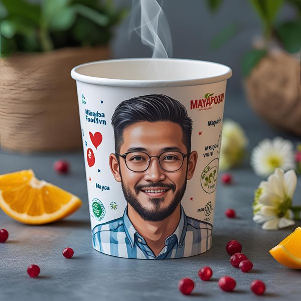 mô phỏng in hình cá nhân lên cốc giấy bằng mockup 3D