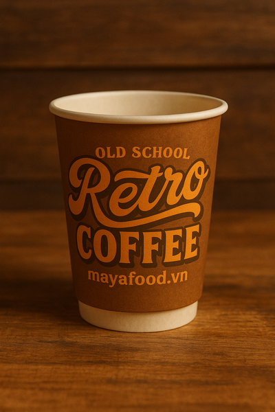 thiết kế cốc giấy vintage tại Hà Nội theo xu hướng retro typography