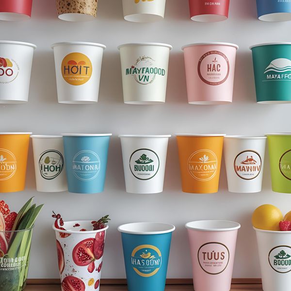 Mẫu cốc giấy in hoa văn độc quyền thiết kế riêng cho quán cà phê Hà Nội.