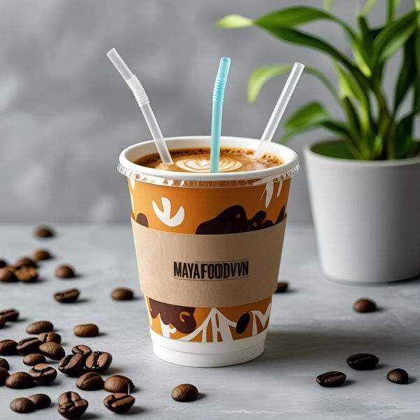 Ống hút giấy phủ chống thấm cho đồ uống nóng ở quán cà phê Hà Nội.