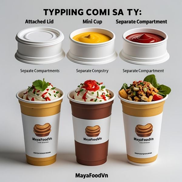 thiết kế cốc nhựa có khoang topping riêng hai ngăn tiện lợi