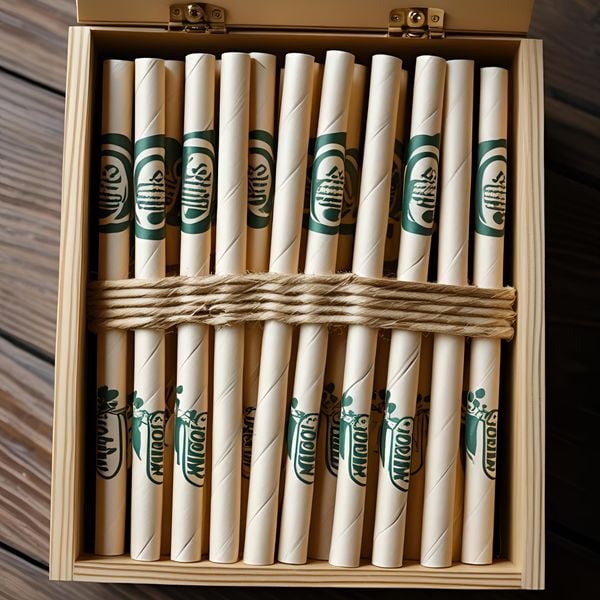 Mayafoodvn cung cấp cốc giấy và ống hút giấy hoa văn đồng bộ thương hiệu.