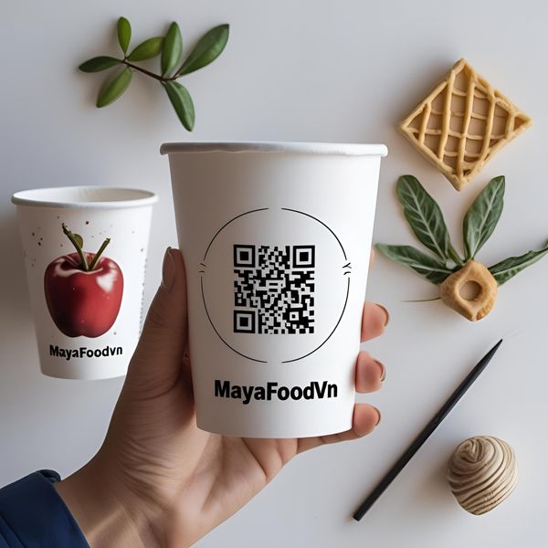 Cốc giấy miền Bắc in mã QR đặt hàng online