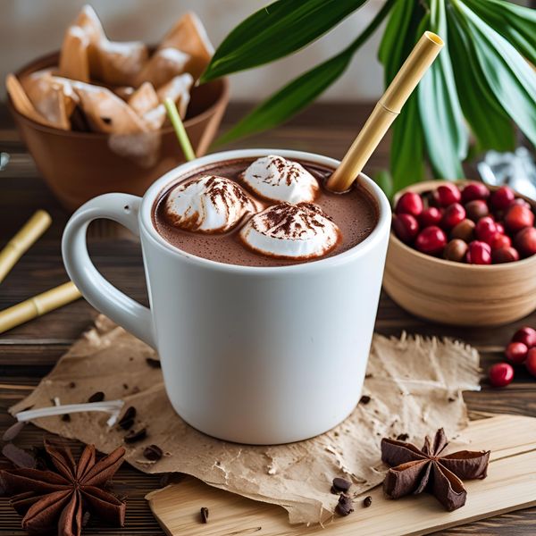 Ống hút tre tự nhiên thân thiện môi trường dùng cho đồ uống nóng.