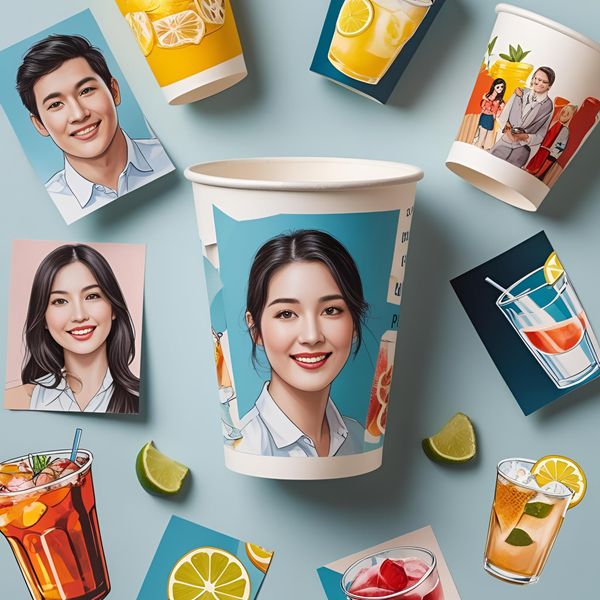 in ảnh đại sứ thương hiệu lên ly giấy