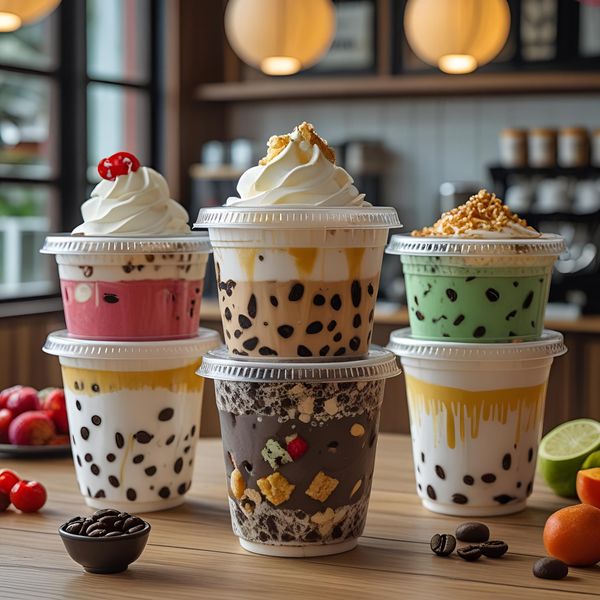 cốc nhựa có khoang để topping riêng tại quán trà sữa Hà Nội