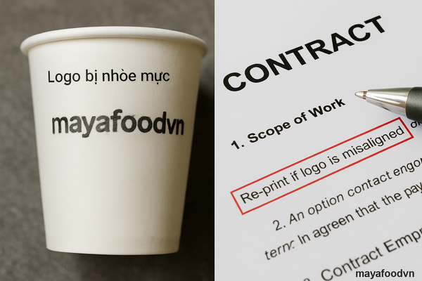 Hợp đồng in cốc giấy quy định in lại nếu logo bị lệch hoặc nhòe