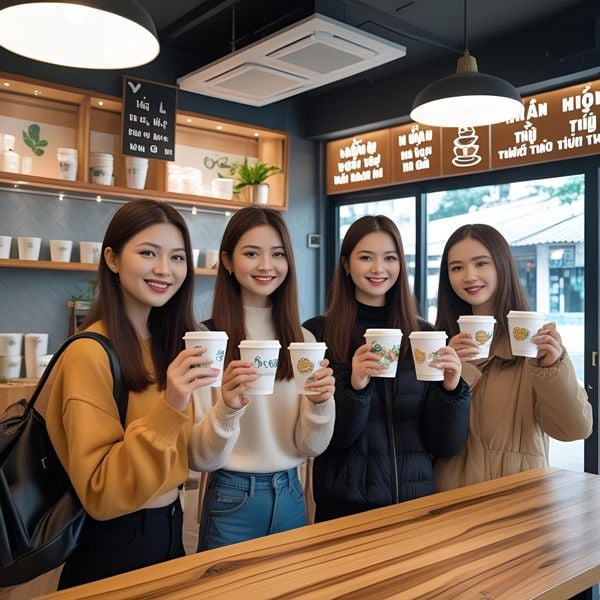 giới trẻ miền Bắc check-in với cốc nhựa đẹp tại quán cà phê