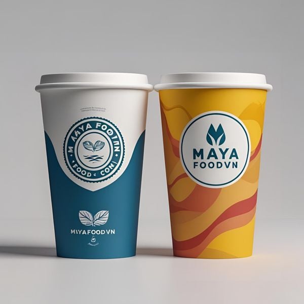 in thử ly giấy có 2 logo để kiểm tra màu sắc