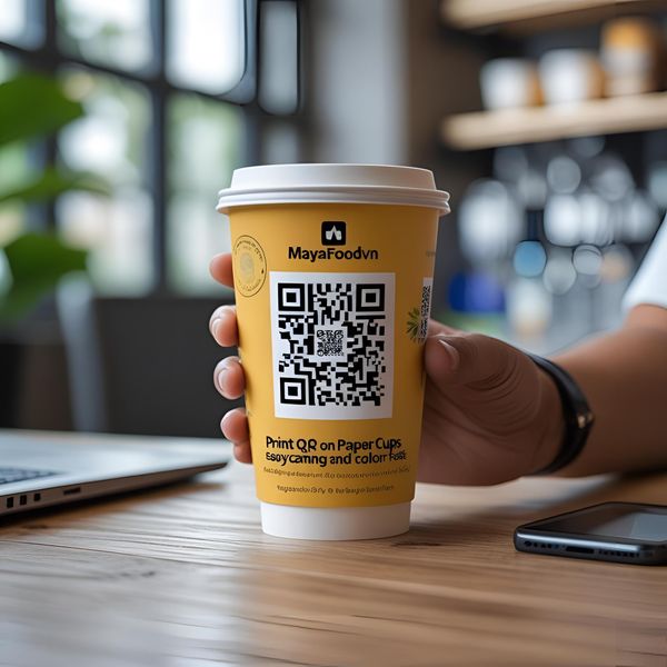 vị trí đặt mã QR phù hợp trên cốc giấy