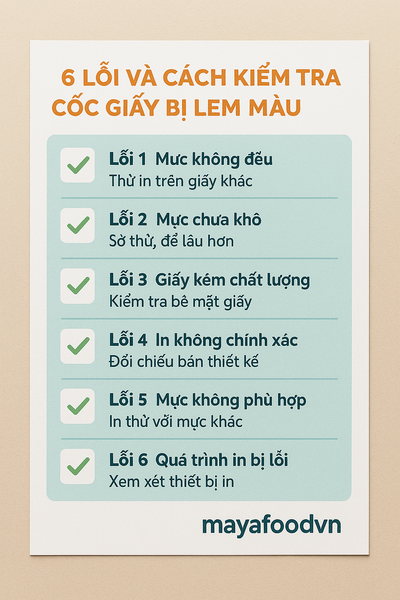 Checklist xử lý cốc giấy Hà Nội in bị lem màu, nhòe chữ hiệu quả.