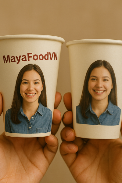 ảnh in mờ trên cốc giấy do độ phân giải thấp