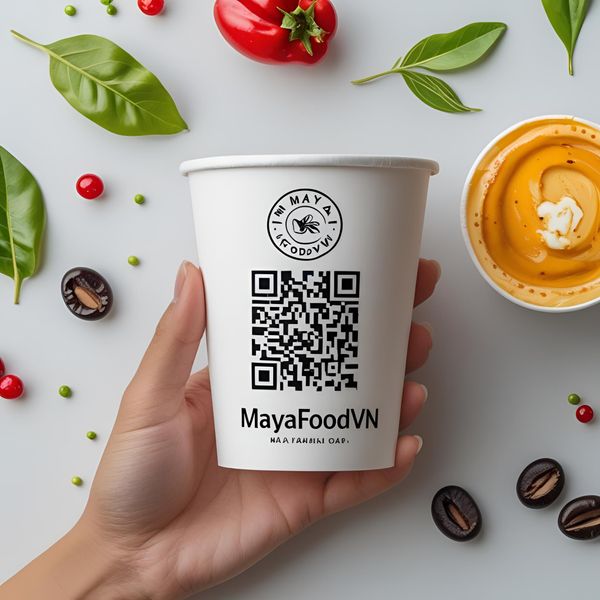 cốc giấy miền Bắc in QR code liên kết mạng xã hội