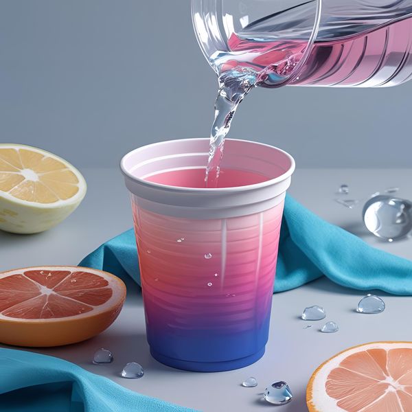 cốc nhựa đổi màu theo nhiệt đang biến đổi màu sắc khi gặp nước lạnh