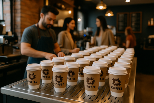 Số lượng lớn ly coffee in logo cho đơn hàng