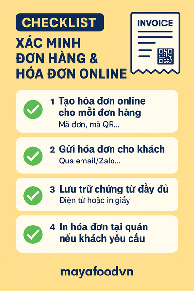 Checklist xác minh đơn hàng và hóa đơn online cho chủ quán F&B