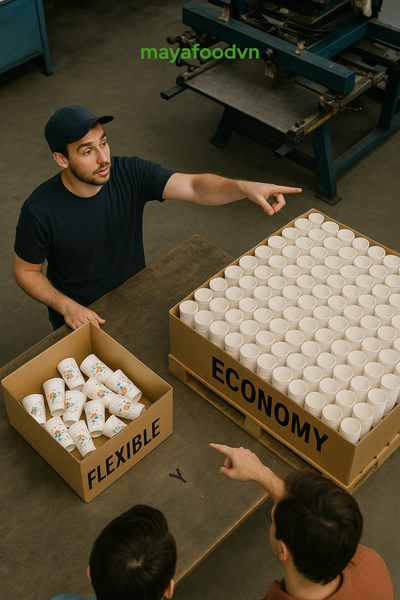 So sánh quy mô in ly giấy số lượng ít và số lượng lớn tại TP.HCM