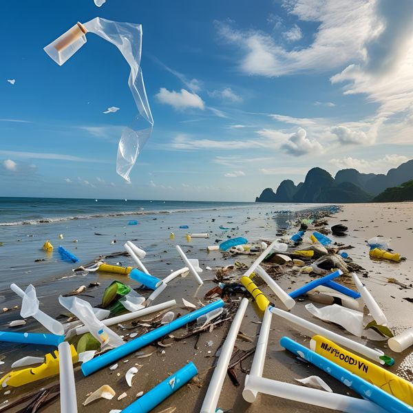 Ống hút nhựa gây ô nhiễm môi trường đô thị tại Hà Nội.