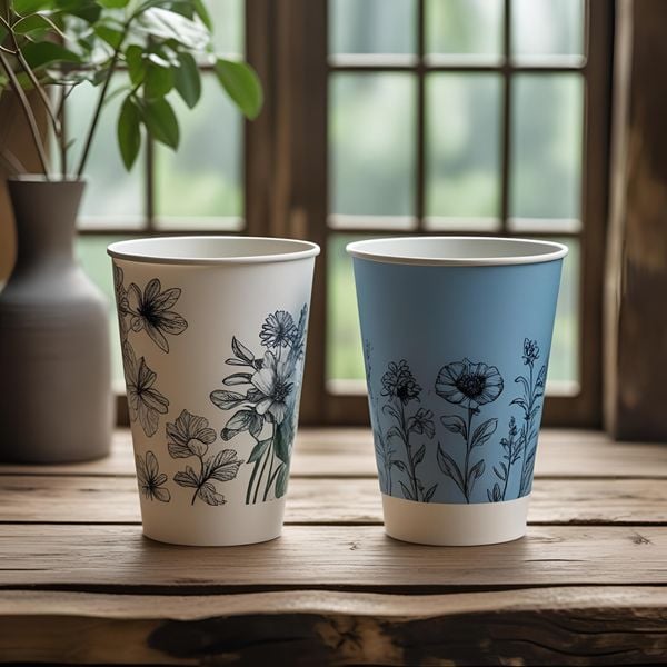 So sánh in cốc nhựa chữ handmade miền bắc và cốc giấy chữ handmade giữ màu sắc nét.