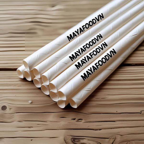 ống hút giấy in logo Mayafoodvn nâng tầm thương hiệu quán cà phê
