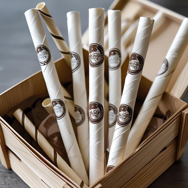 Ống hút giấy hoa văn in logo giúp thương hiệu F&B nổi bật hơn.