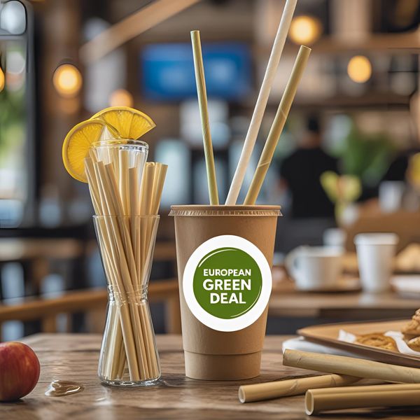 Khách hàng trải nghiệm trà sữa với ống hút tre thân thiện môi trường.