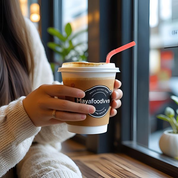 Ống hút cho đồ uống nóng kết hợp với cốc giấy chịu nhiệt Mayafoodvn.
