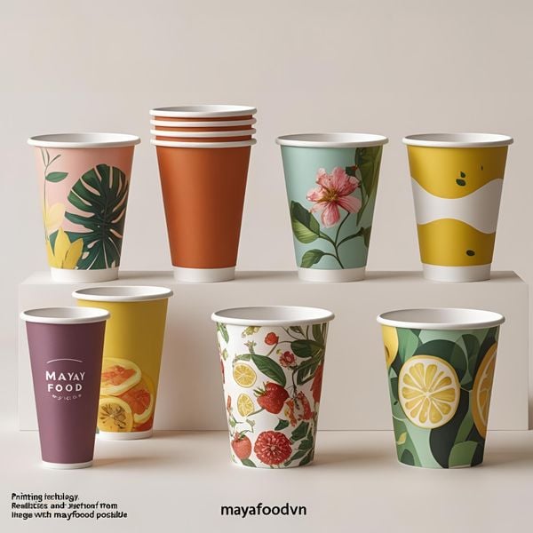 so sánh cốc giấy cán màng bóng và màng mờ của mayafoodvn