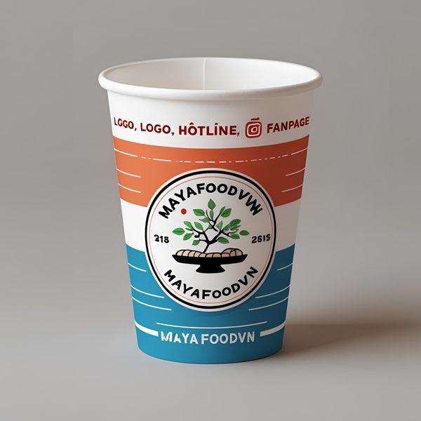Cốc giấy Hà Nội thiết kế tối giản với logo thương hiệu nổi bật