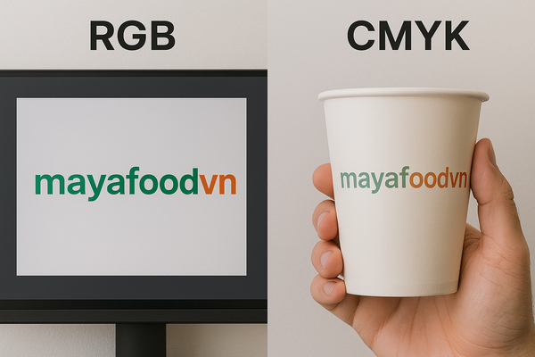 Cốc giấy in logo bị lệch màu do sử dụng file RGB thay vì CMYK