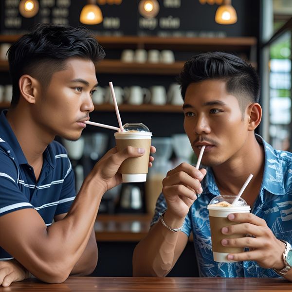 Khách hàng trẻ tại Hà Nội sử dụng cốc giấy thân thiện môi trường