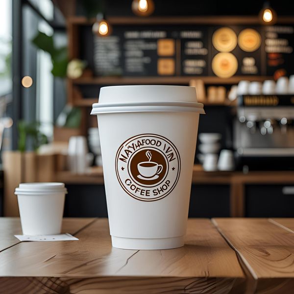 cốc giấy màu trắng tinh khôi in logo quán cà phê
