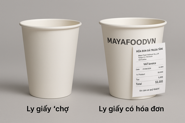 Ly giấy không rõ nguồn gốc so với ly giấy có hóa đơn VAT