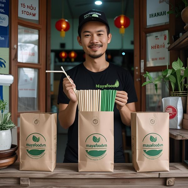 cách bảo quản ống hút giấy trong hộp kín tại quán cà phê