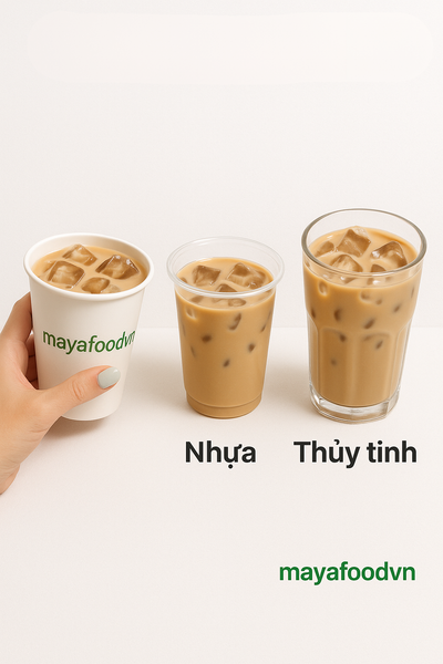 So sánh ly giấy TP.HCM với ly nhựa và thủy tinh cho đồ uống lạnh.