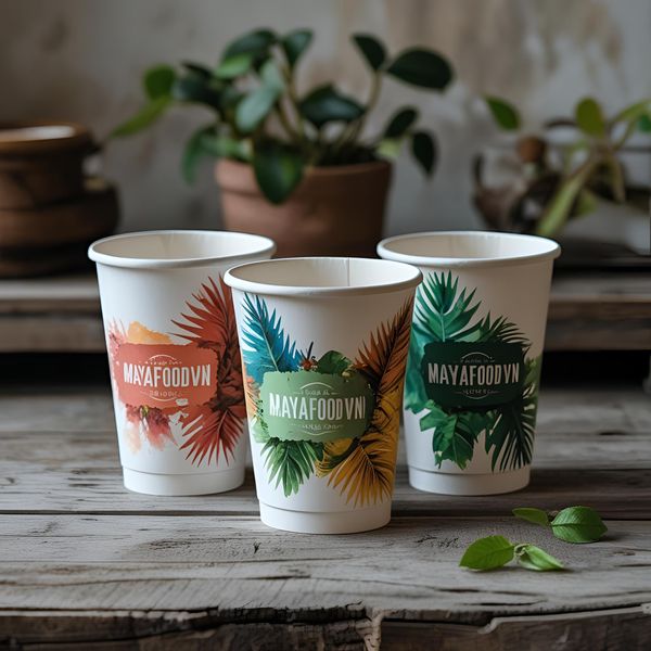 cốc giấy phức tạp nhiều họa tiết cho quán trà sữa miền Bắc