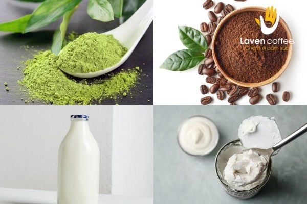 Chuẩn bị nguyên liệu để làm cà phê trà xanh