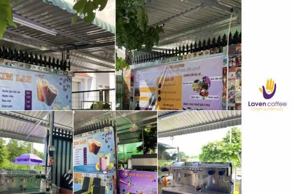 Hình ảnh laven setup quầy cà phê mang đi cho khách
