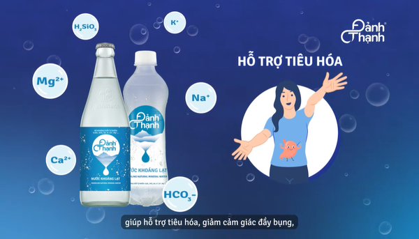 Nước khoáng kiềm bổ sung gas Đảnh Thạnh giúp hỗ trợ tiêu hóa, giảm cảm giác đầy bụng.